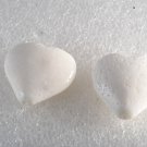White Spongy Coral Heart Beads Drilled Through Pair Jewelry Making
