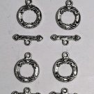 Vintage Set of 4 Silver Metal Heart BarToggle Clasp