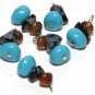 Vintage Blue+Marble+Metal Glass Dangle bead Finding 6