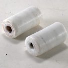 Vintage White Cylinder  Glass Bead Pair Jewelry Making
