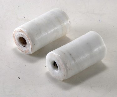 Vintage White Cylinder  Glass Bead Pair Jewelry Making
