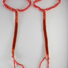 Vintage Barefoot Red Beaded Footless Sandal Pair Beach Party Wear