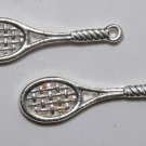 Vintage Pair Silver Plated Tennis Racket Charms Pendan