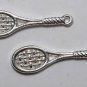 Vintage Pair Silver Plated Tennis Racket Charms Pendan