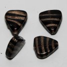Vintage Triangle Purple Gold Glass Bead Finding  Set 4