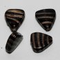 Vintage Triangle Purple Gold Glass Bead Finding  Set 4