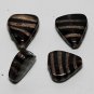 Vintage Triangle Purple Gold Glass Bead Finding  Set 4