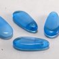 Vintage Milky Blue Teardrop Glass Beads Set of 4