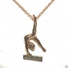 Vintage Gymnastics Gold Tone Metal Gymnast Necklace Jewelry NOS