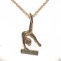 Vintage Gymnastics Gold Tone Metal Gymnast Necklace Jewelry NOS