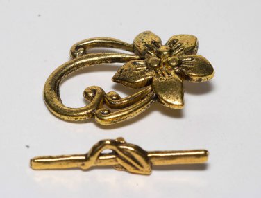 Vintage Gold Flower Vine Toggle Clasp Jewelry Making