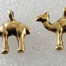 Vintage Pair Gold Tone Metal Camel Charm Pendants Jewelry Making