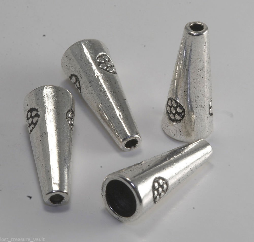 Vintage Bugle Silver Flower Bead Cap 4 Jewelry Making