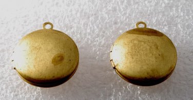 Vintage Round Locket Pair Raw Brass 20mm Pendant Jewelry Making