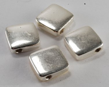 Vintage Silver Metal Drilled Through Top Square Jewelry Making Bead Findings 4