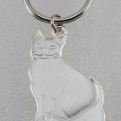 Vintage Silver Metal Cat and Kitten PLaying with Yarn Keychain