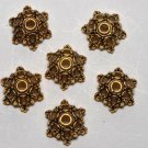 Vintage Set of 6 Gold Tone Metal Bead Caps Findings