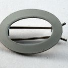 Vintage Hair Barrette Pair Oval White Over Silver Metal Hair Clip Accessorie