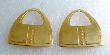 Vintage Purse Pocket Book Raw Brass Stamping Pair 46x30mm
