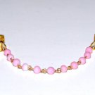 Vintage Pink Bead Gold Tone Metal Clip Sweater Clip