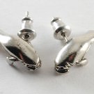 Vintage Made in USA Manatee Earrings Silver Metal New On Card Jewelry