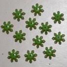 Vintage Set of 12 Green Brass Bead Caps Jewelry Finding