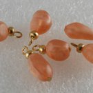 Vintage Set of 6 Milky Pink Plastic Bead Finding Lot Gold Shank