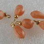 Vintage Set of 6 Milky Pink Plastic Bead Finding Lot Gold Shank