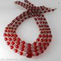 Vintage Red and Clear Acrylic Graduated 4 Strand Beads Necklace Jewelry Making
