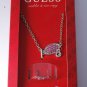Guess Letter Silver G Ankle Bracelet Toe Ring Silver Metal Pink Rhinestone Set