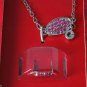 Guess Letter Silver G Ankle Bracelet Toe Ring Silver Metal Pink Rhinestone Set
