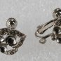 Vintage Rhinestone Silver PLated Hinged Screw Back Earring Parts Jewelry Making