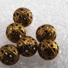Vintage Filigree Balls Brass Metal Lot of 6 Beads Jewelry Making