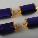 Vintage Purple Plastic GOld Tone Metal End Bead Connectors Set of 4 Findings