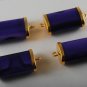 Vintage Purple Plastic GOld Tone Metal End Bead Connectors Set of 4 Findings