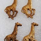 Vintage Giraffe Stamping Brass Metal Pendant Charm Animal Set of 4