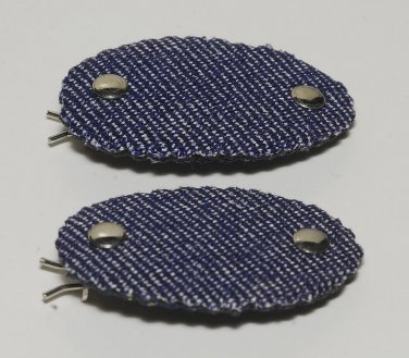 Vintage Blue Jean Dungaree Material Hair Barrettes Pair