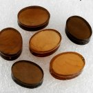 Vintage Oval PLastic Gold Foil Center  Drilled Through Bead Findings Set of 6