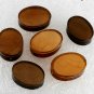 Vintage Oval PLastic Gold Foil Center  Drilled Through Bead Findings Set of 6