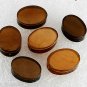 Vintage Oval PLastic Gold Foil Center  Drilled Through Bead Findings Set of 6