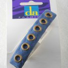 Da Fashion Blue Faux Suede Gold Riveted Hair Barrette New on Card