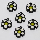 Vintage Set of 6 Black Metal Flower Enamel Charms