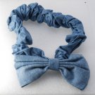 Vintage Denim Color Blue Head Band With Bow Hair Accessorie