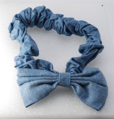 Vintage Denim Color Blue Head Band With Bow Hair Accessorie