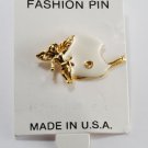 Vintage Made in USA White Football Helmet Pin With Angel Gold Metal/Enamel