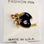 Vintage Made USA Blue Football Helmet Pin With Angel Gold Metal/Enamel Jewelry
