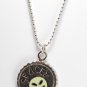 Vintage "Spacey" Alien Extraterrestrial Yellow Silver Beaded Chain Necklace
