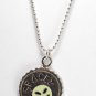 Vintage "Spacey" Alien Extraterrestrial Yellow Silver Beaded Chain Necklace