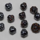 Vintage Set of 12 Metallic Black Glass Bead Findings