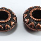 Vintage Copper Metal Rondelle Spacer Beads Findings Pair Jewelry Making